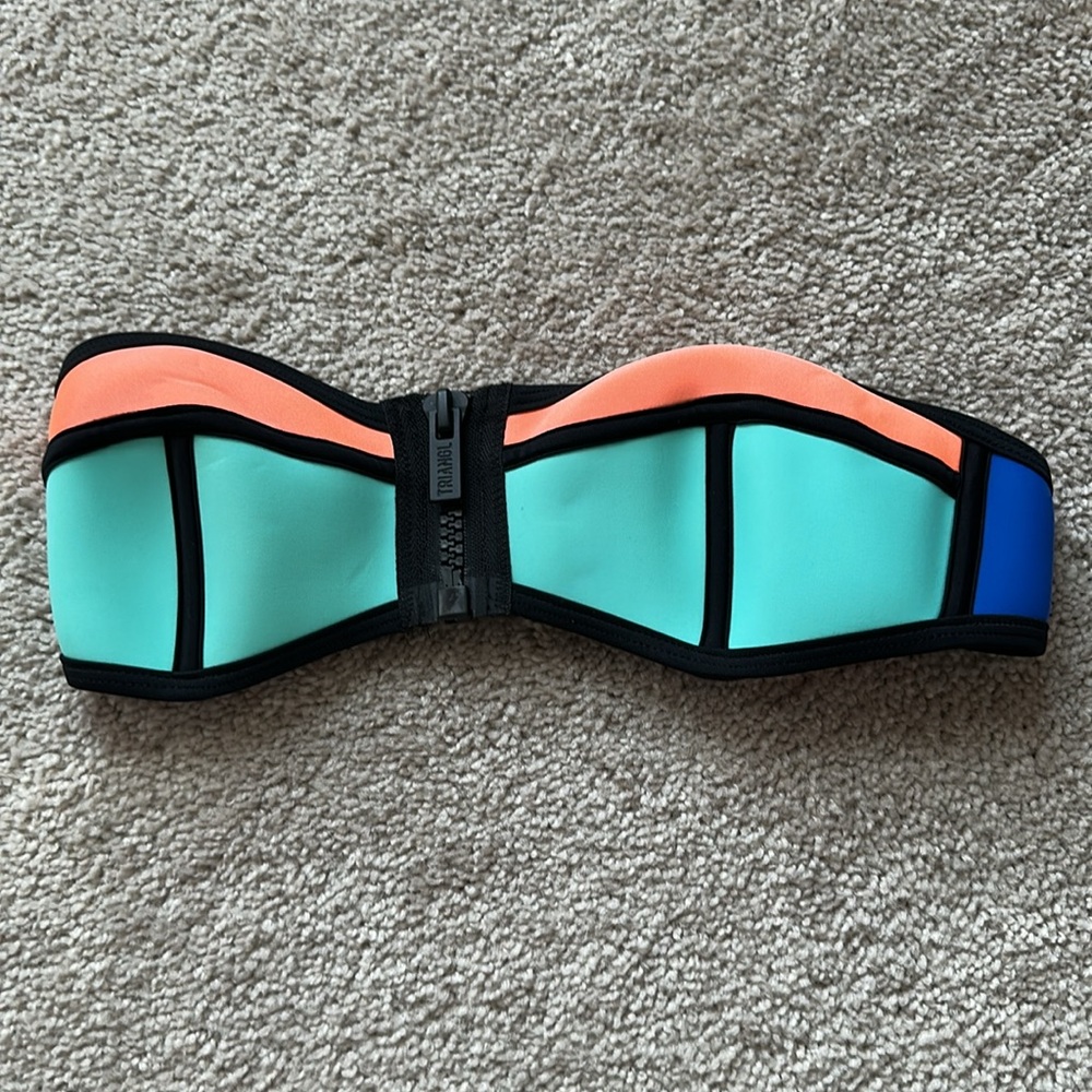 Triangl Swimwear Green and Orange Bikini Top XS